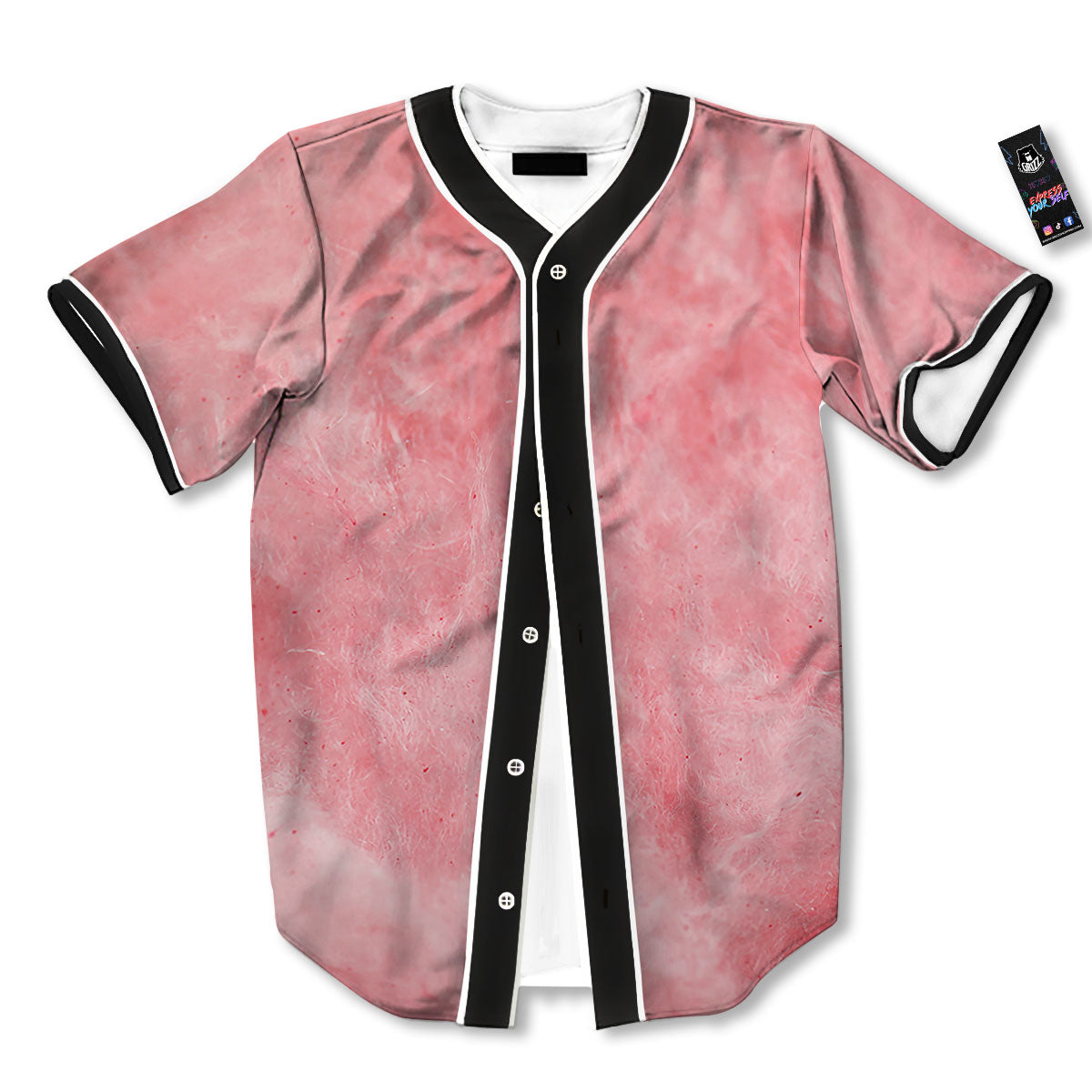 Cotton Candy Pink Print Baseball Jersey-grizzshop