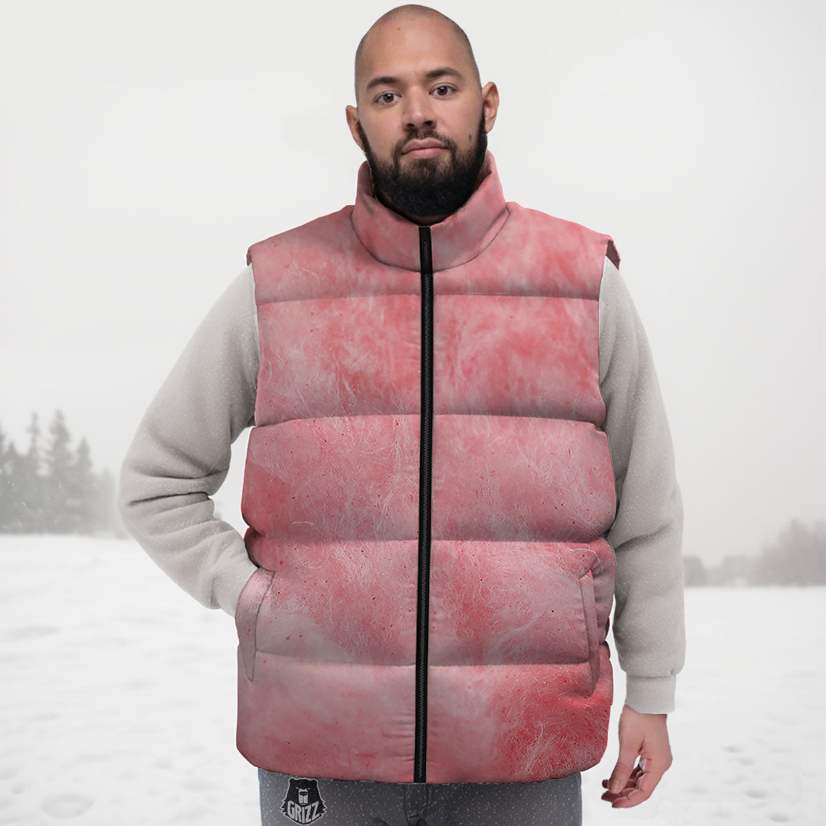 Cotton Candy Pink Print Down Vest