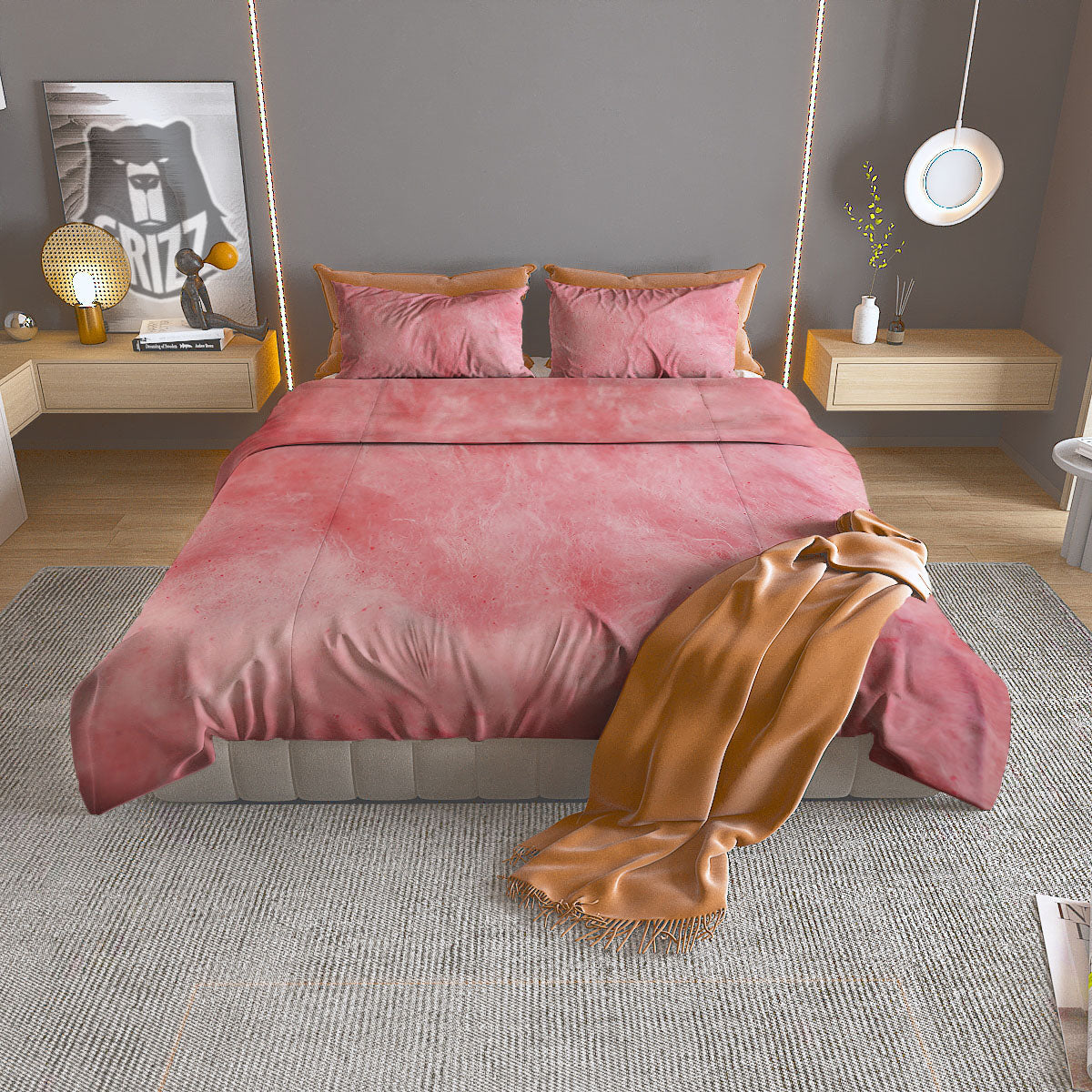 Chrysanthemum Watercolor Print Pattern Duvet Cover Bedding Set