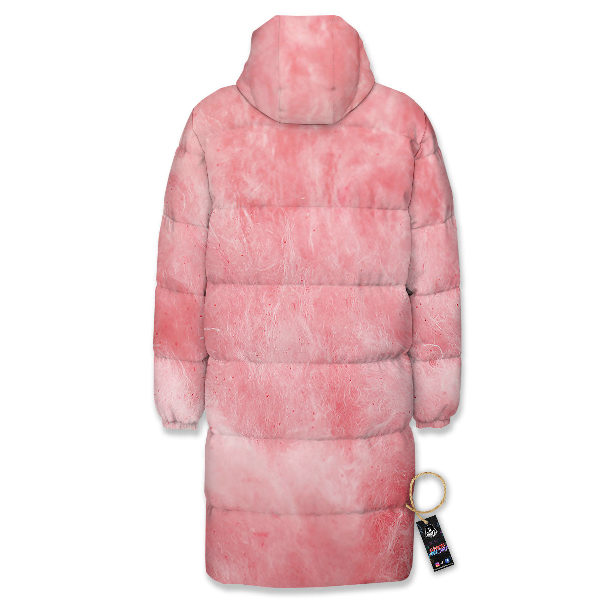 Cotton Candy Pink Print Long Down Jacket-grizzshop