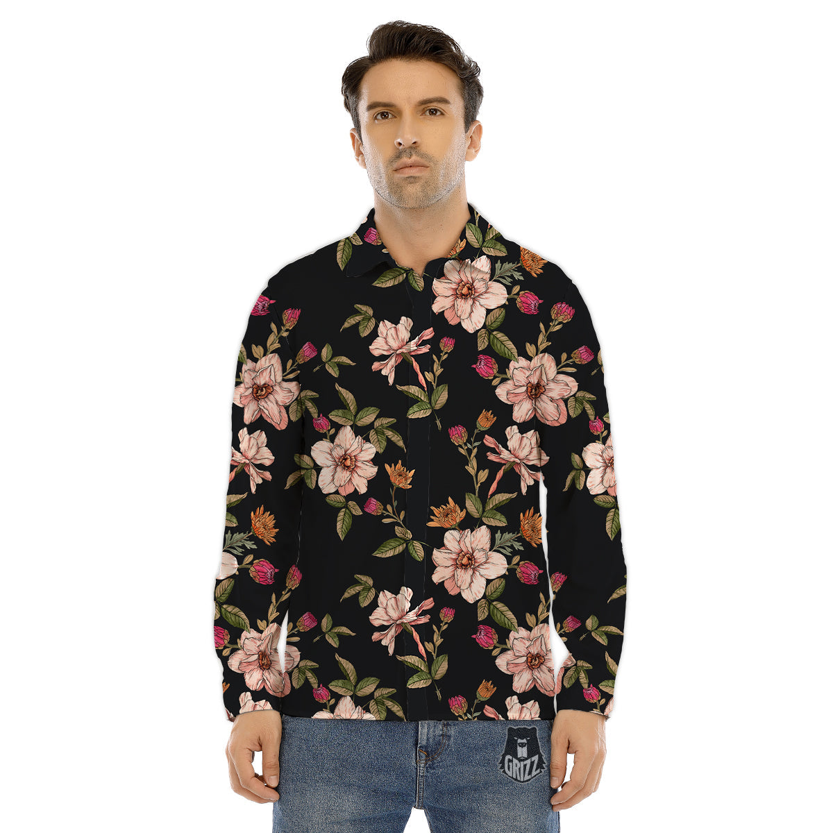 Cotton Candy Pink Print Men's Dress Shirts-grizzshop