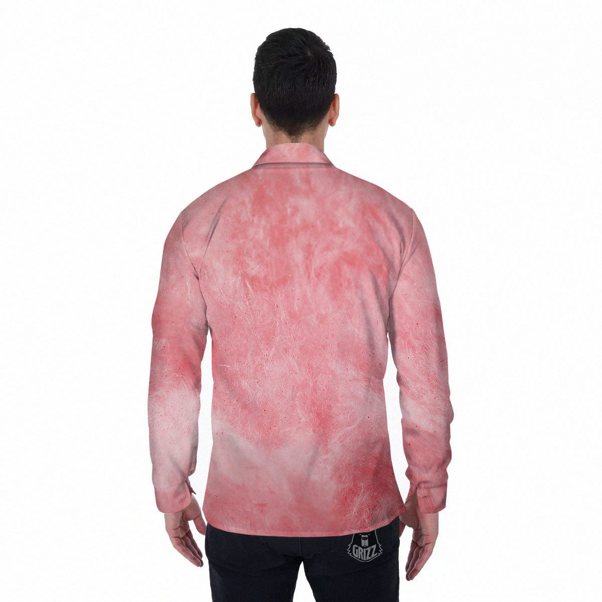 Cotton Candy Pink Print Men's Long Sleeve Shirts-grizzshop
