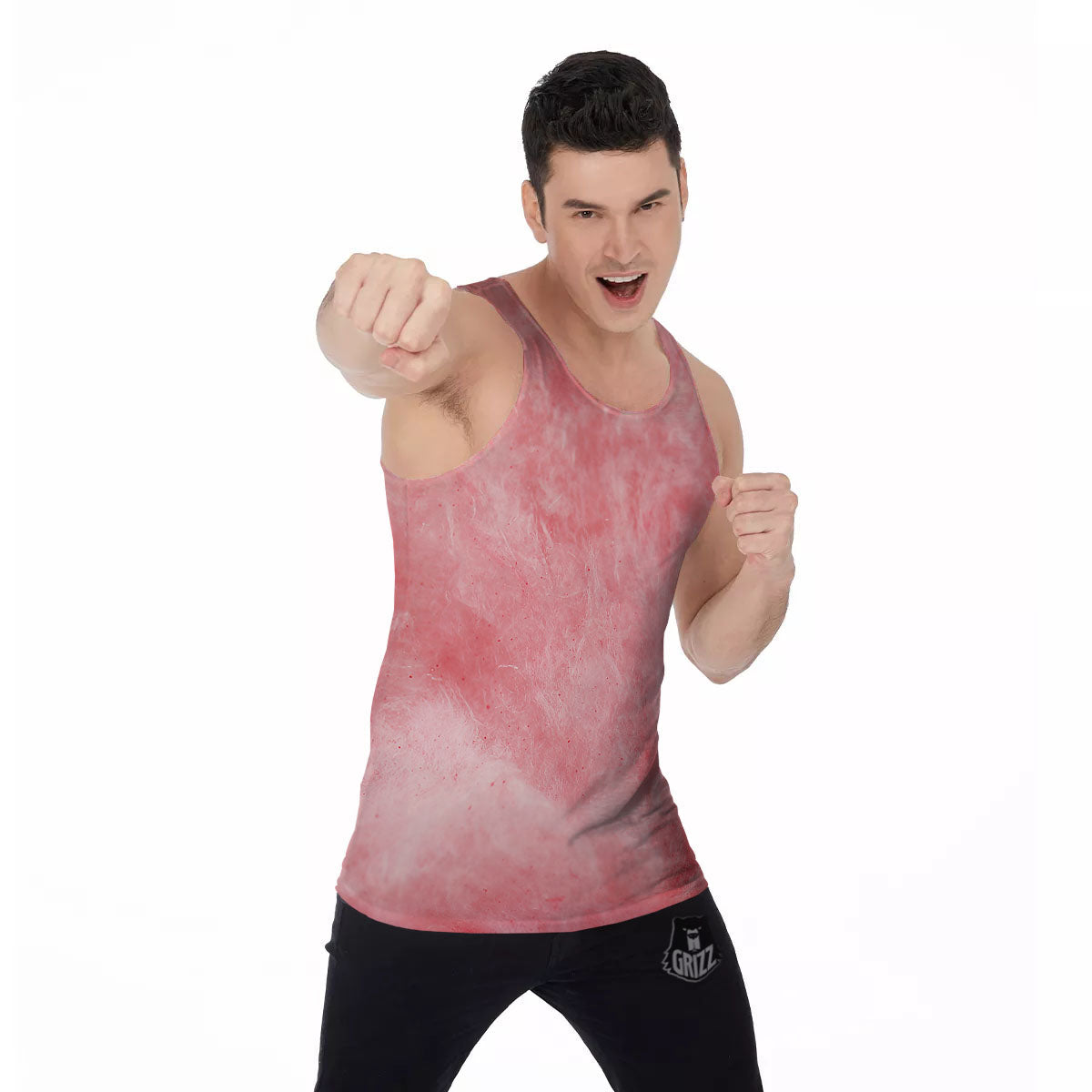 Cotton Candy Pink Print Men's Tank Top-grizzshop