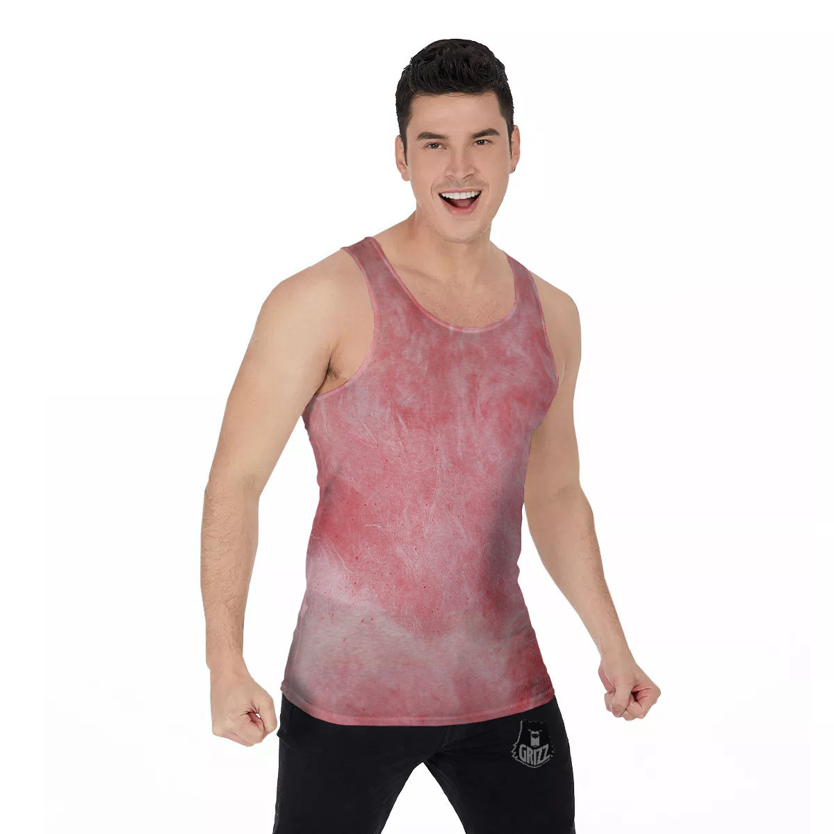 Cotton Candy Pink Print Men's Tank Top-grizzshop