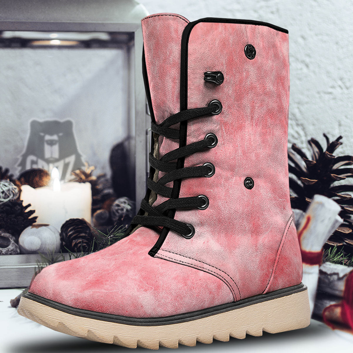 Cotton Candy Pink Print Snow Boots-grizzshop