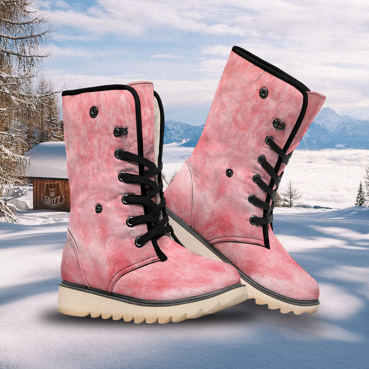 Cotton Candy Pink Print Snow Boots-grizzshop