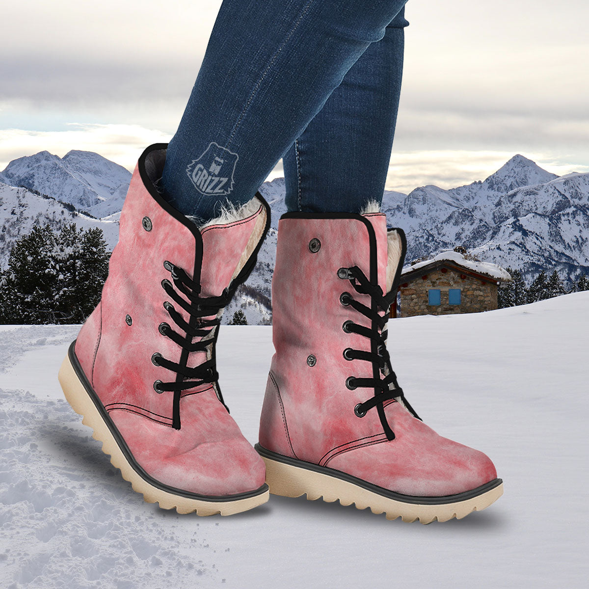 Cotton Candy Pink Print Snow Boots-grizzshop
