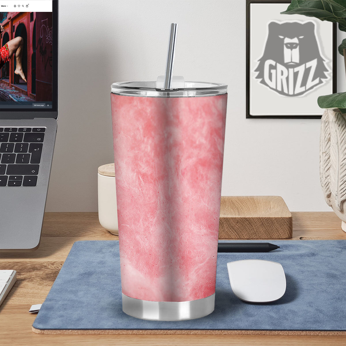 Cotton Candy Pink Print Tumbler-grizzshop