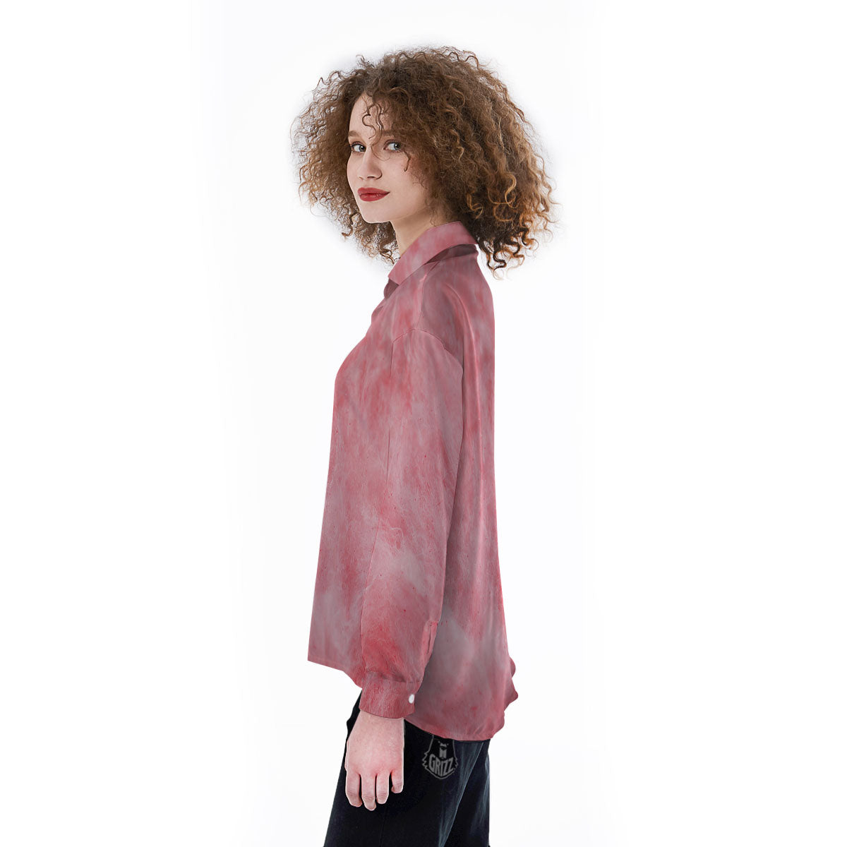 Cotton Candy Pink Print Women's Long Sleeve Shirts-grizzshop
