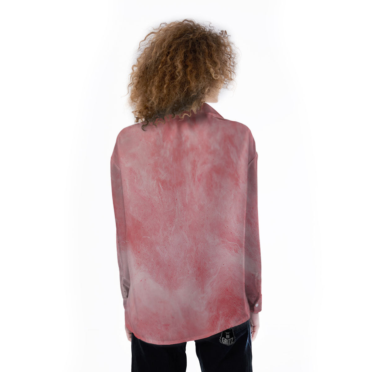 Cotton Candy Pink Print Women's Long Sleeve Shirts-grizzshop