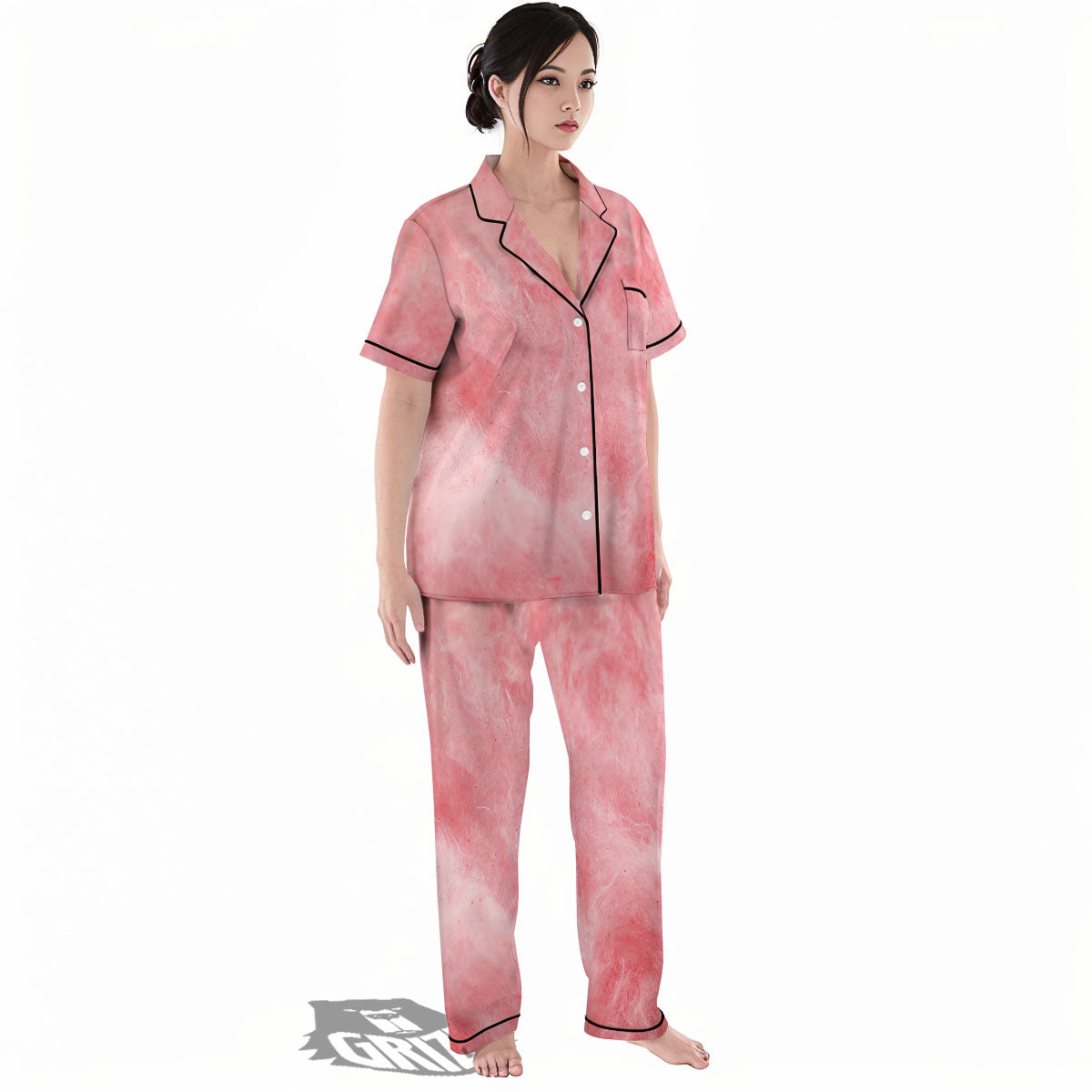 Cotton Candy Pink Print Women's Pajamas Set-grizzshop