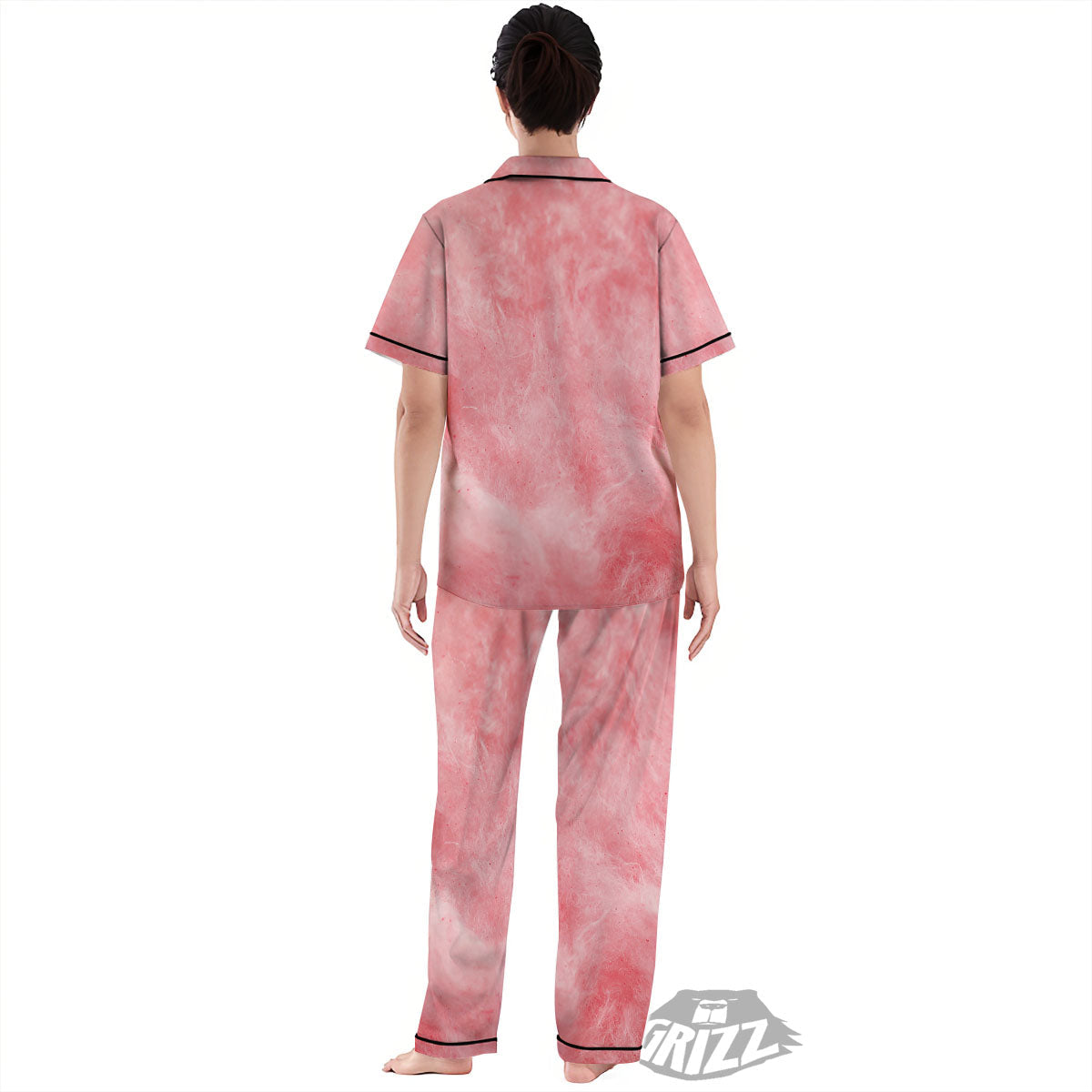 Cotton Candy Pink Print Women's Pajamas Set-grizzshop