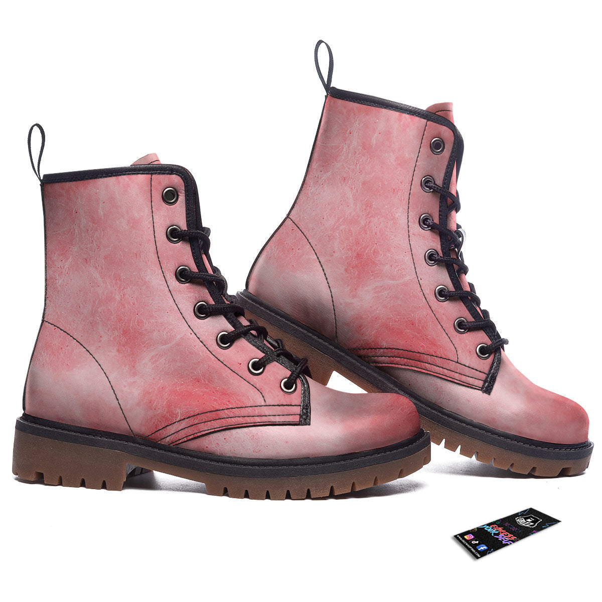 Cotton Candy Pink Print Work Boots-grizzshop