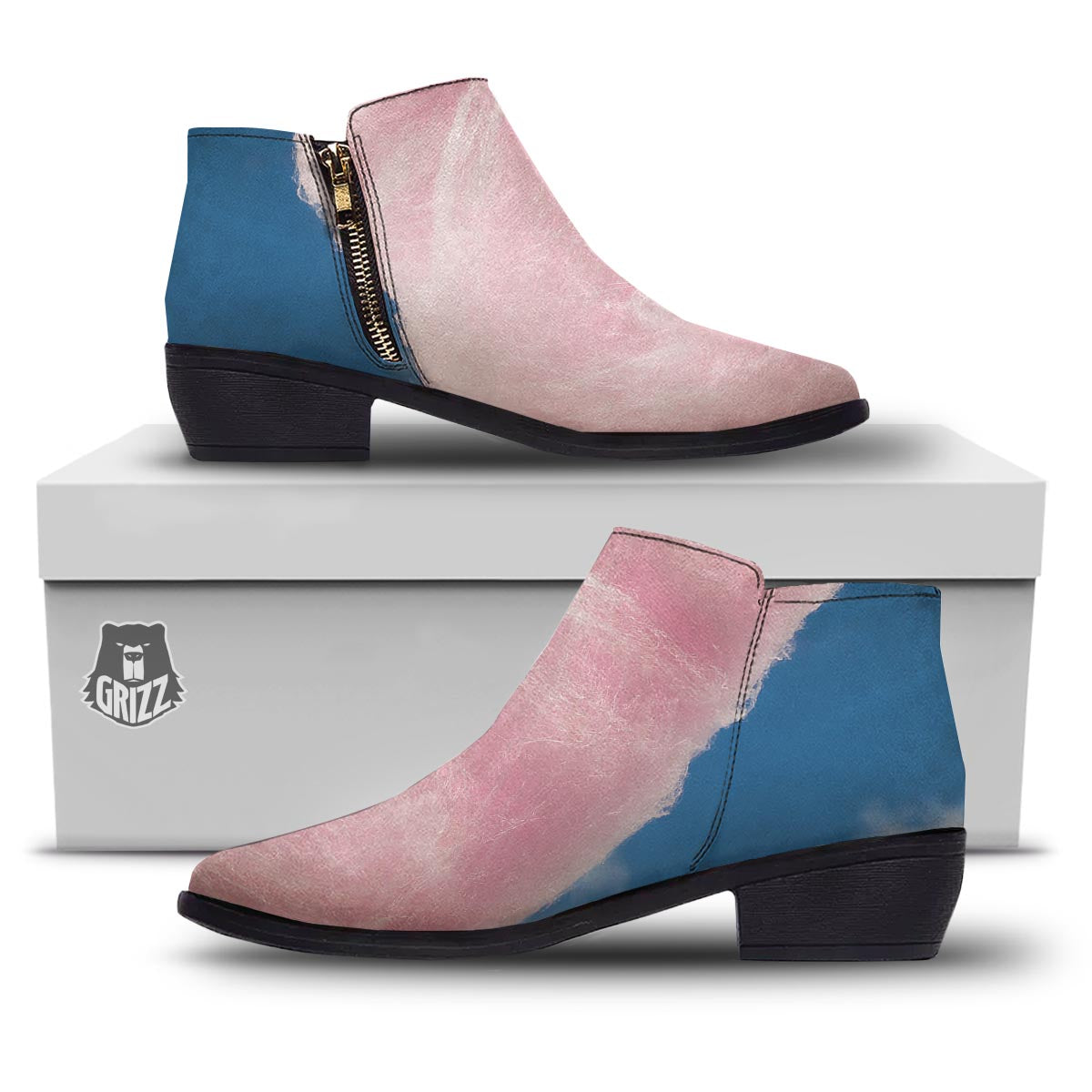 Cotton Candy Sweet Print Ankle Boots-grizzshop