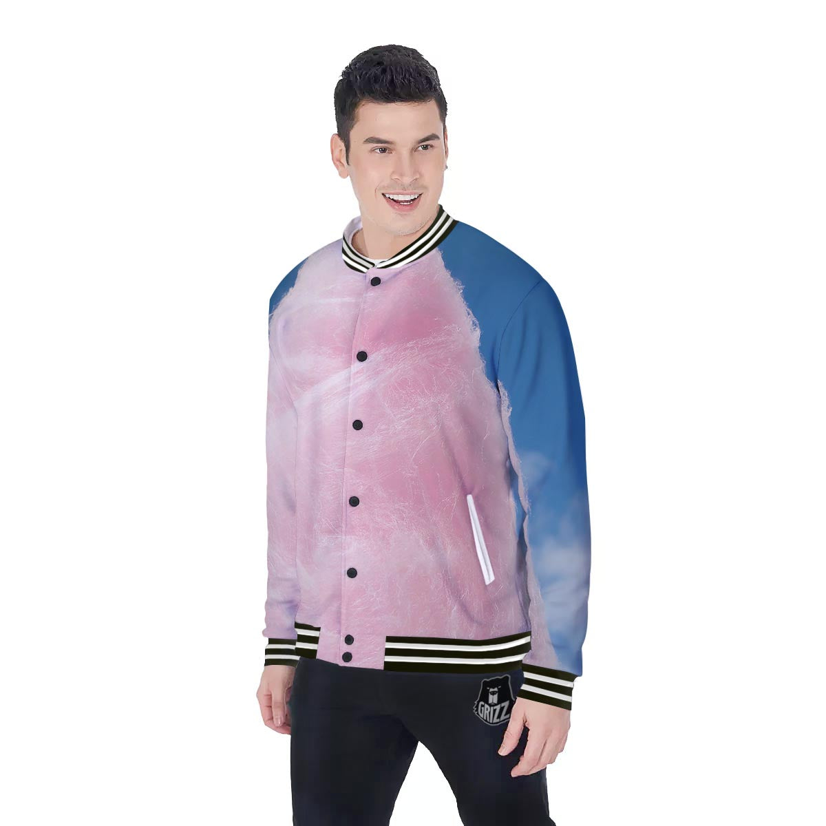 Cotton Candy Sweet Print Baseball Jacket-grizzshop