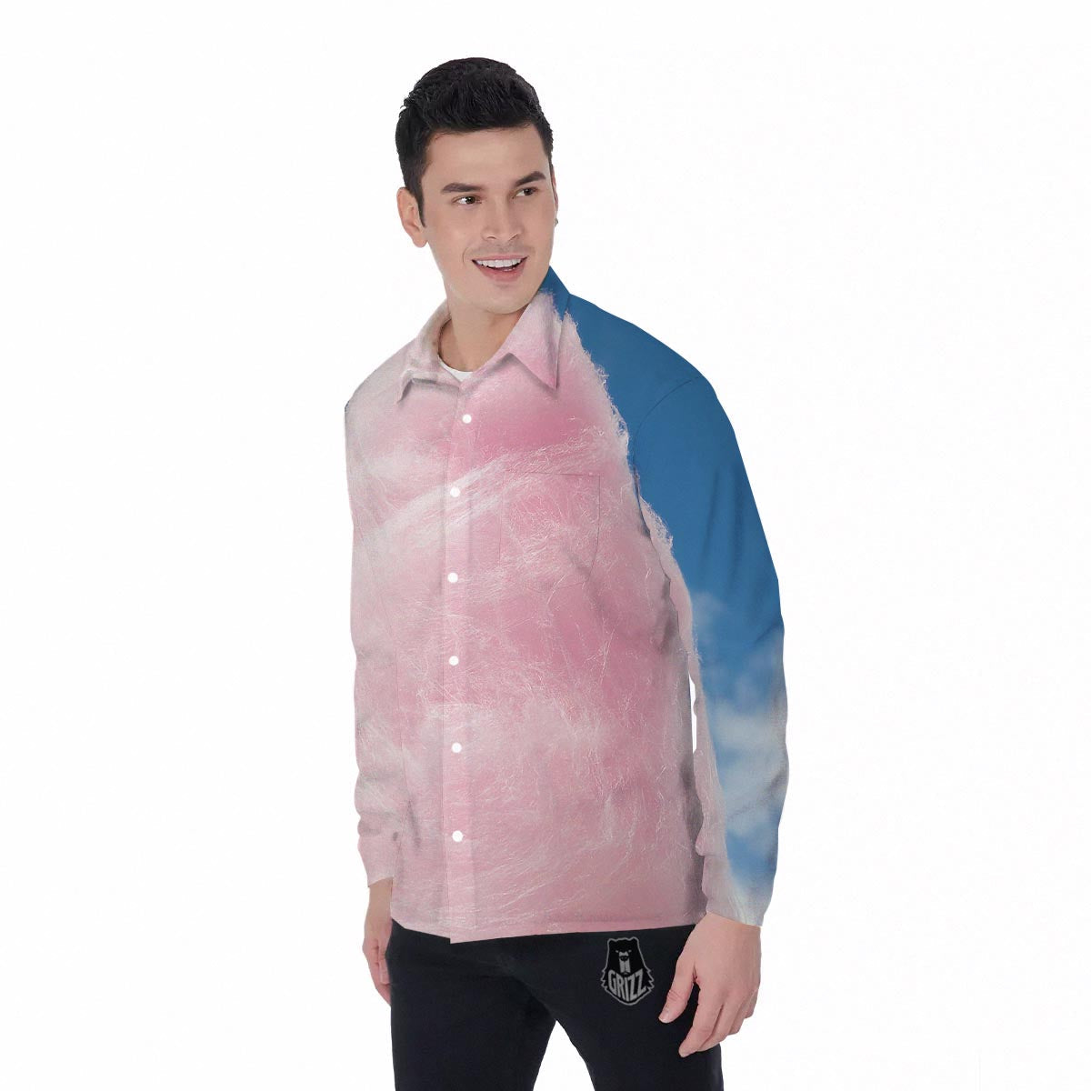 Cotton Candy Sweet Print Men's Long Sleeve Shirts-grizzshop