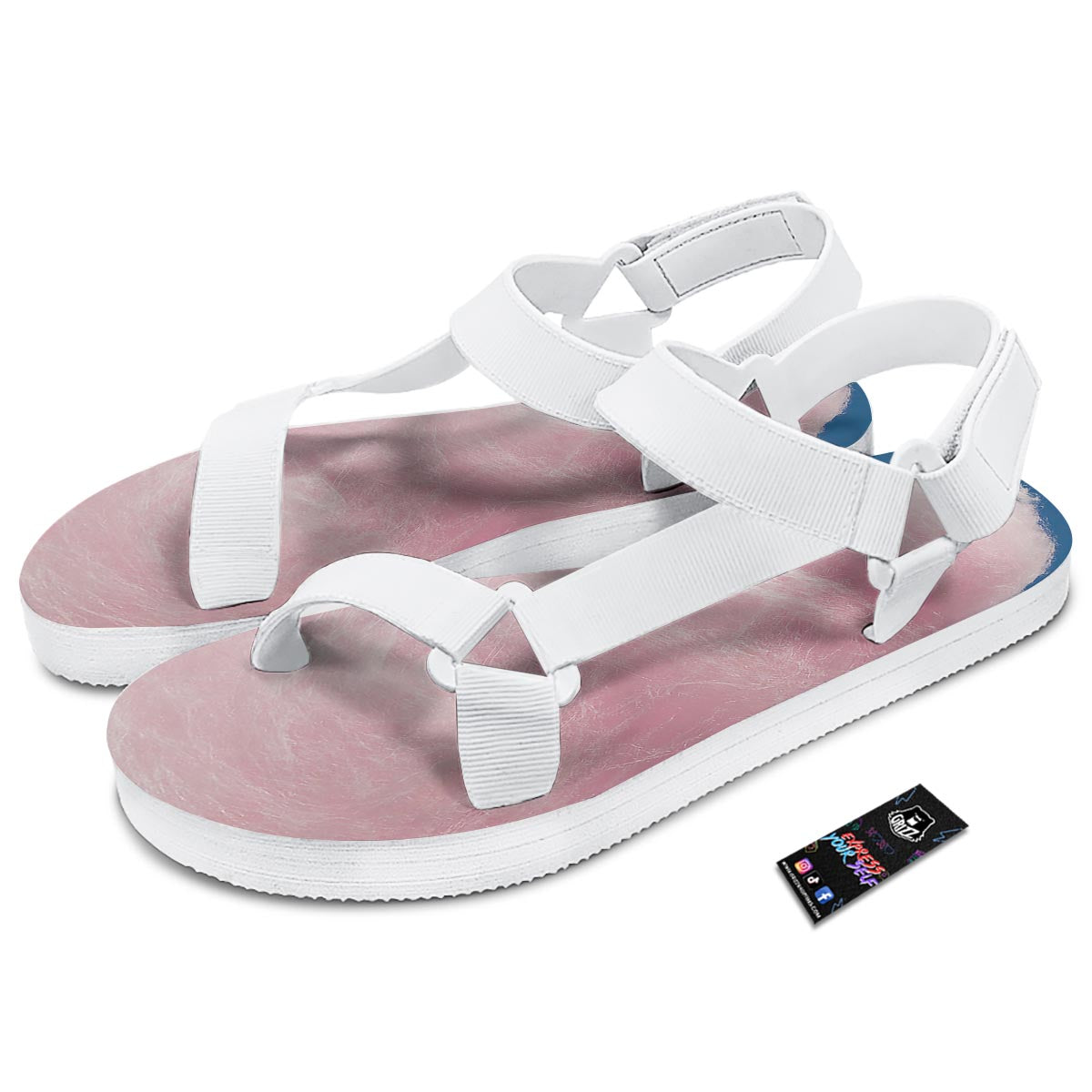 Cotton Candy Sweet Print White Open Toe Sandals-grizzshop