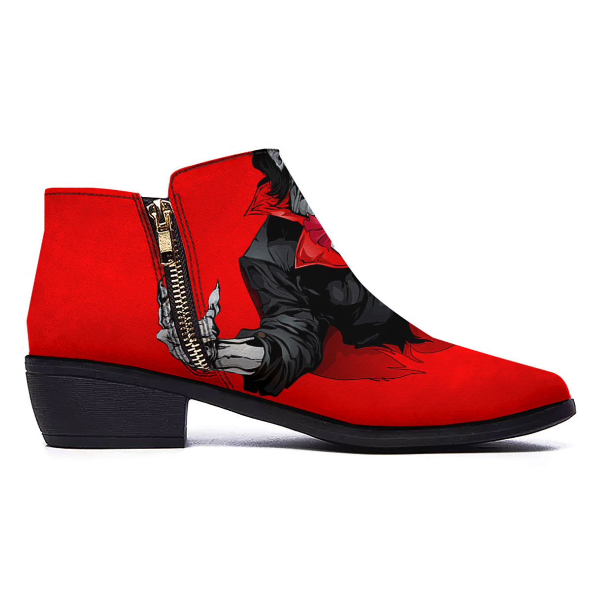 Count Dracula Print Ankle Boots-grizzshop