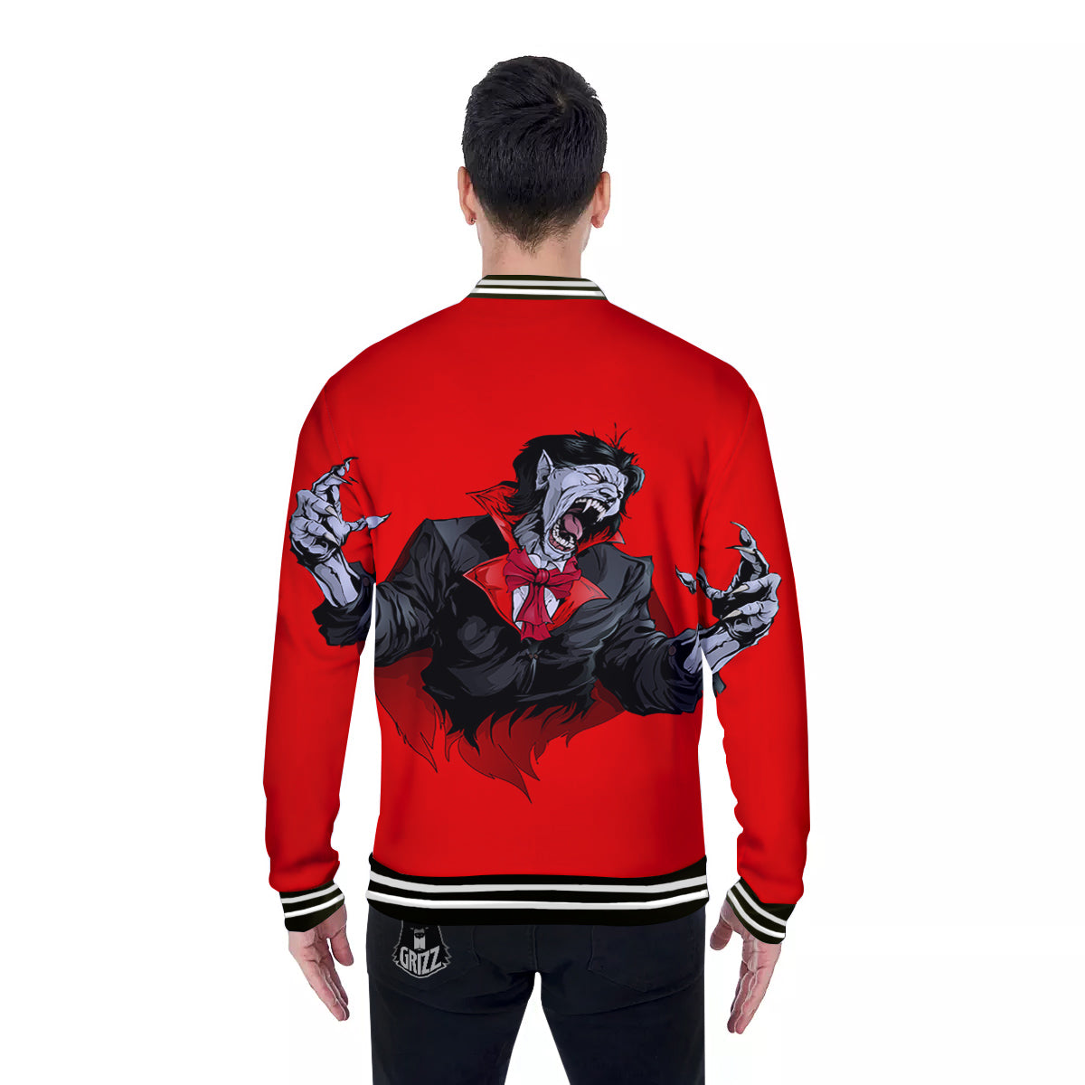 Count Dracula Print Baseball Jacket-grizzshop