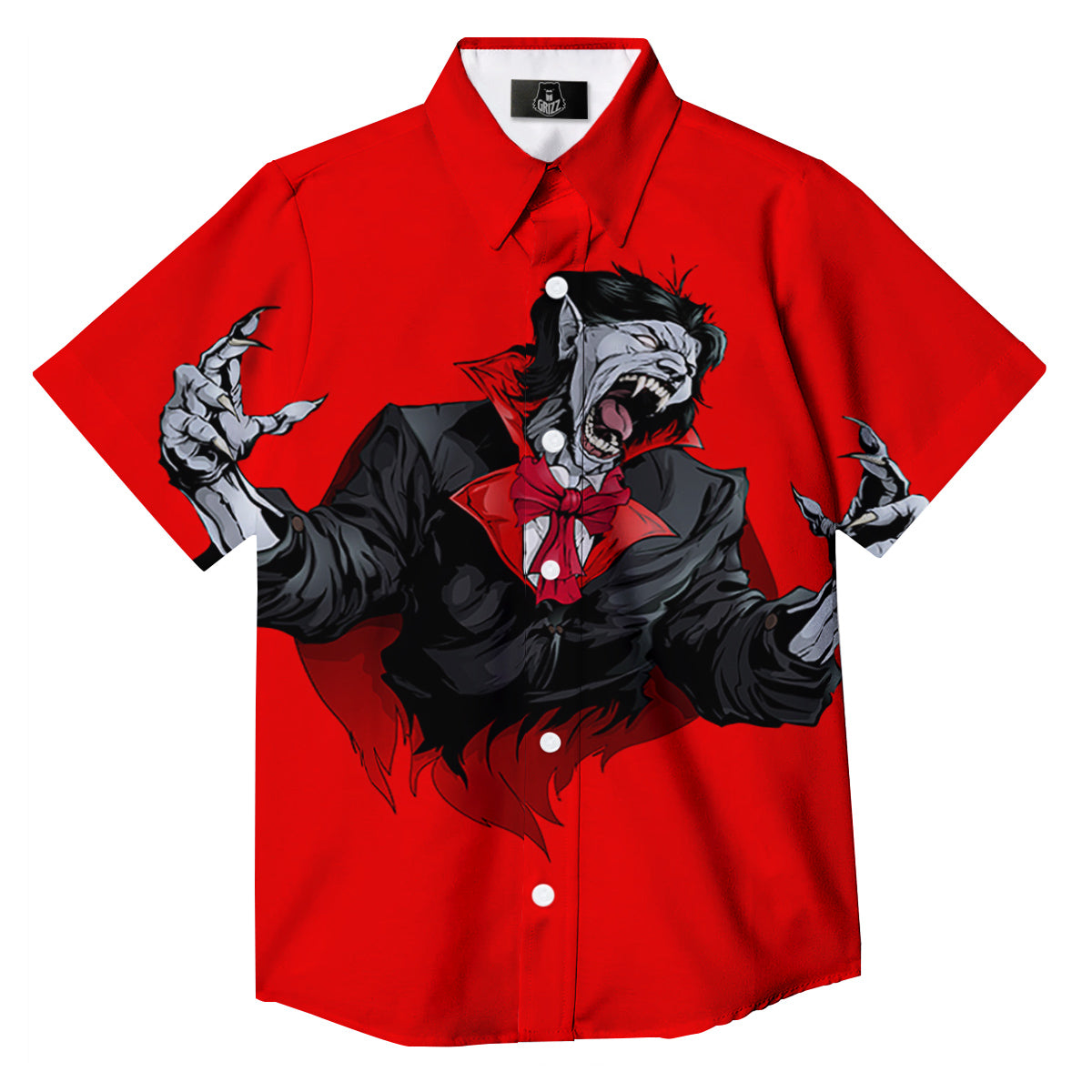 Count Dracula Print Button Up Shirt-grizzshop