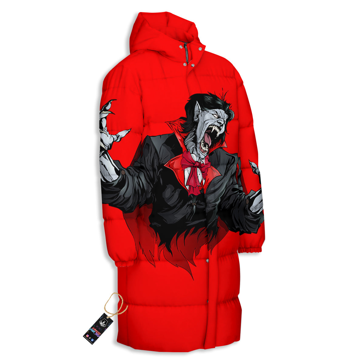 Count Dracula Print Long Down Jacket-grizzshop