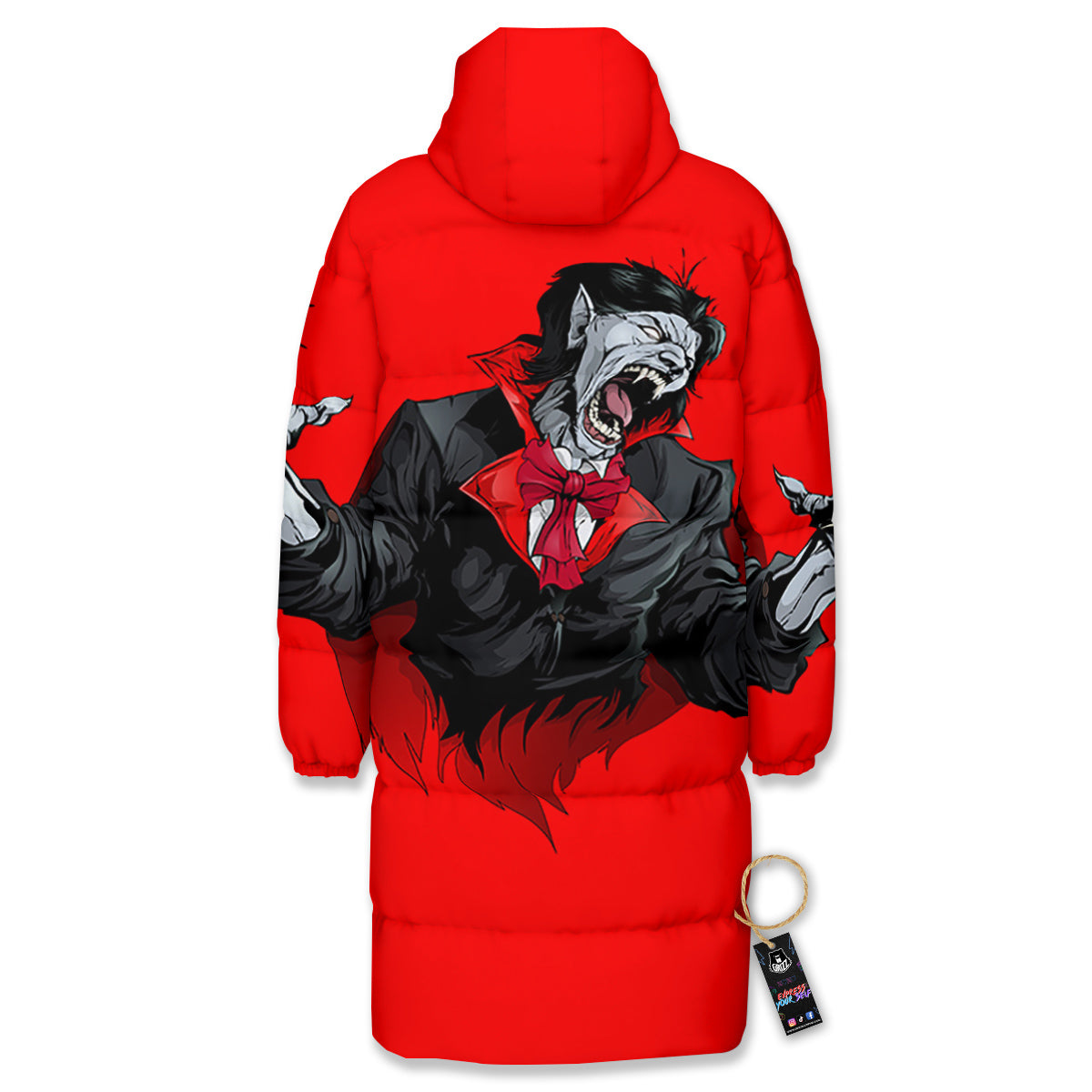 Count Dracula Print Long Down Jacket-grizzshop