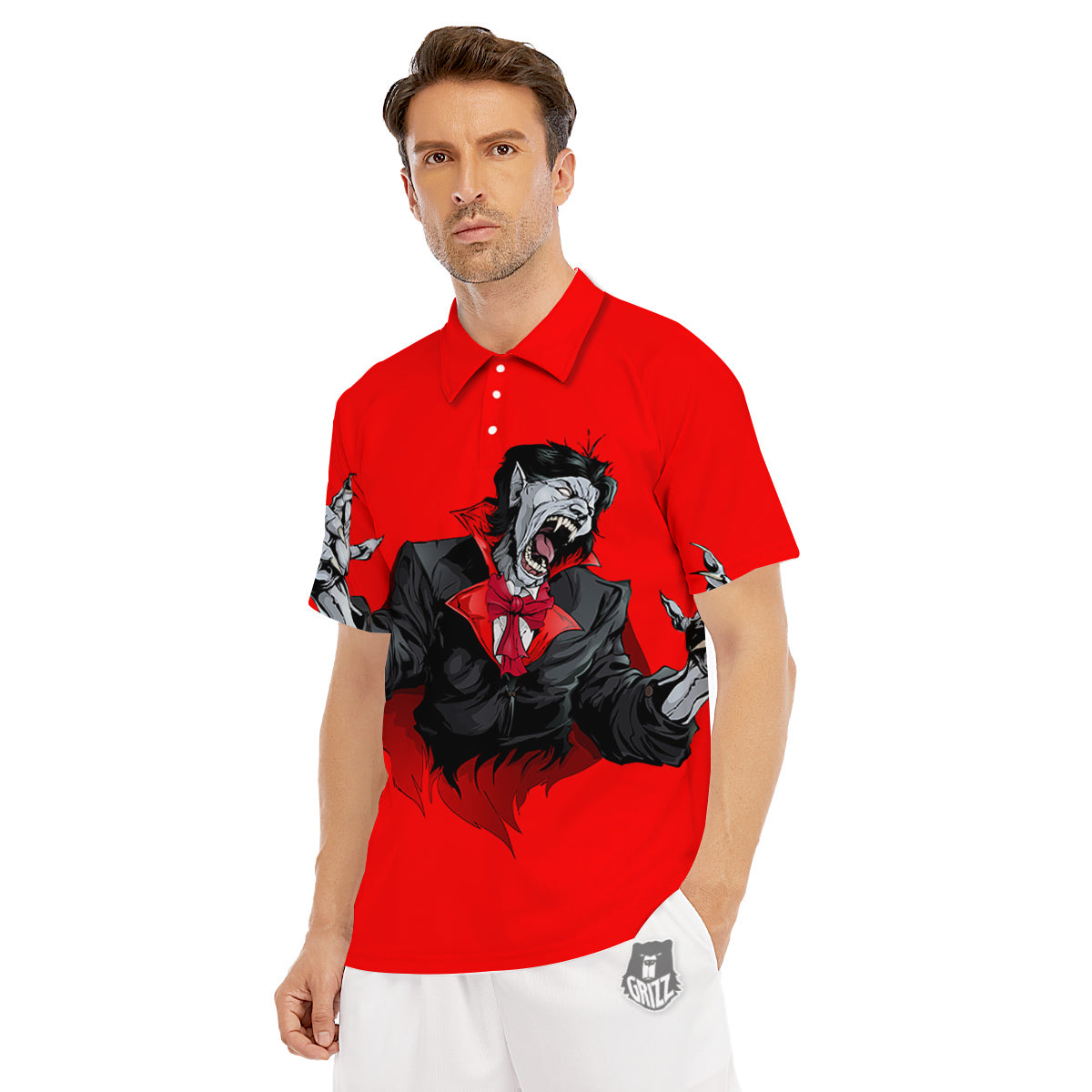 Count Dracula Print Men's Golf Shirts-grizzshop