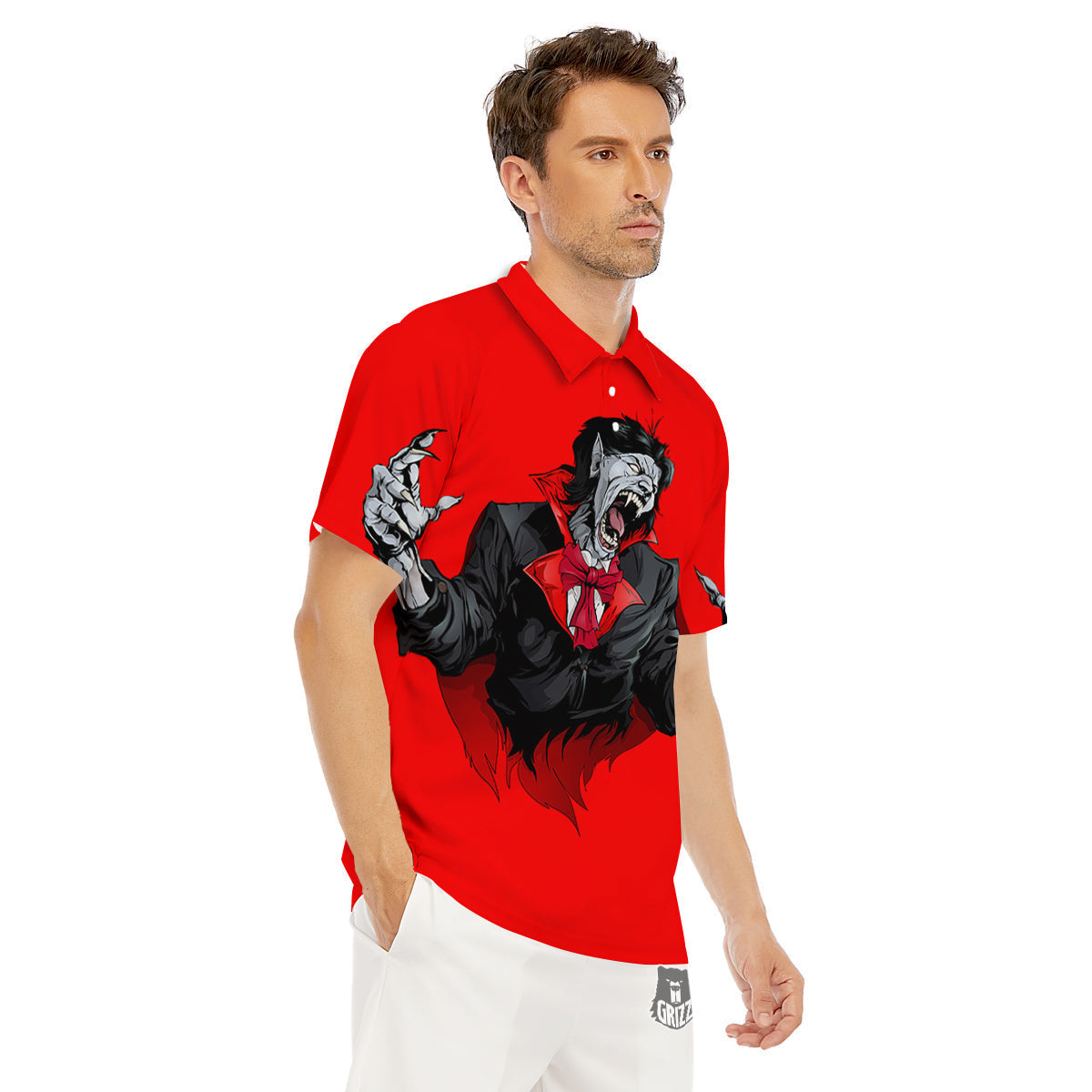 Count Dracula Print Men's Golf Shirts-grizzshop