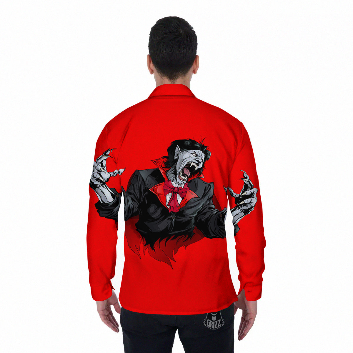 Count Dracula Print Men's Long Sleeve Shirts-grizzshop