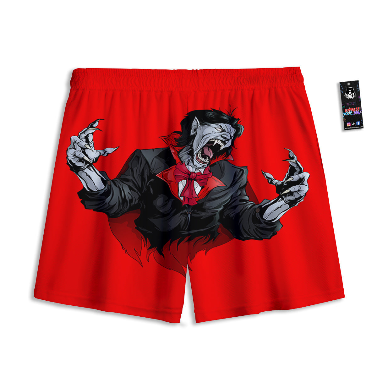 Dracula Cute Cat Print Mesh Shorts