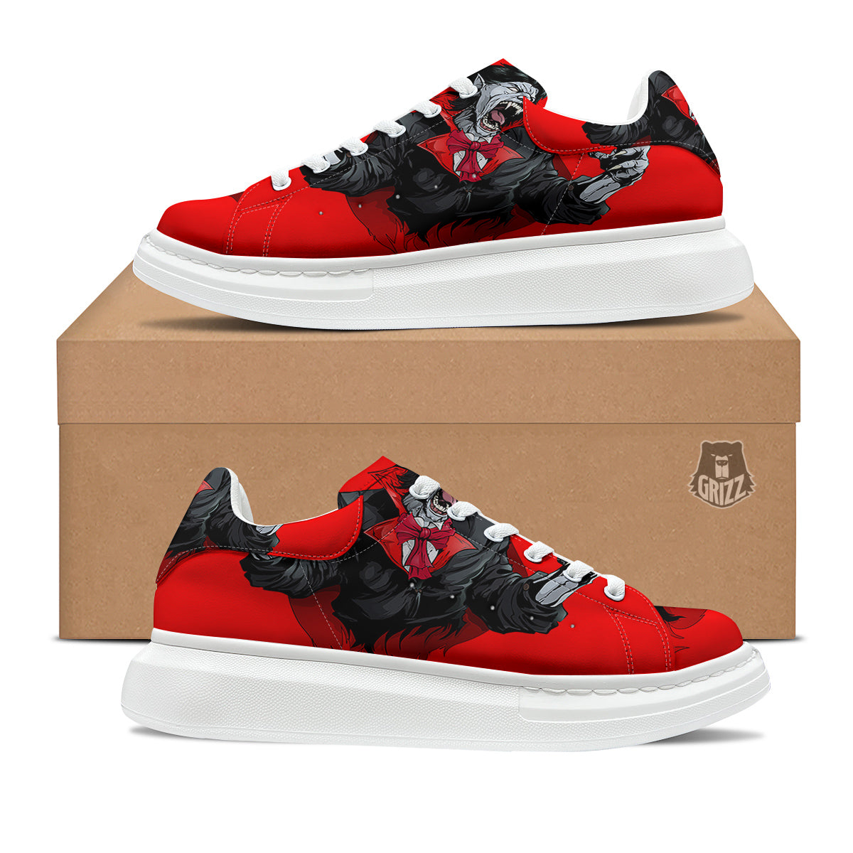 Count Dracula Print Platform Shoes-grizzshop
