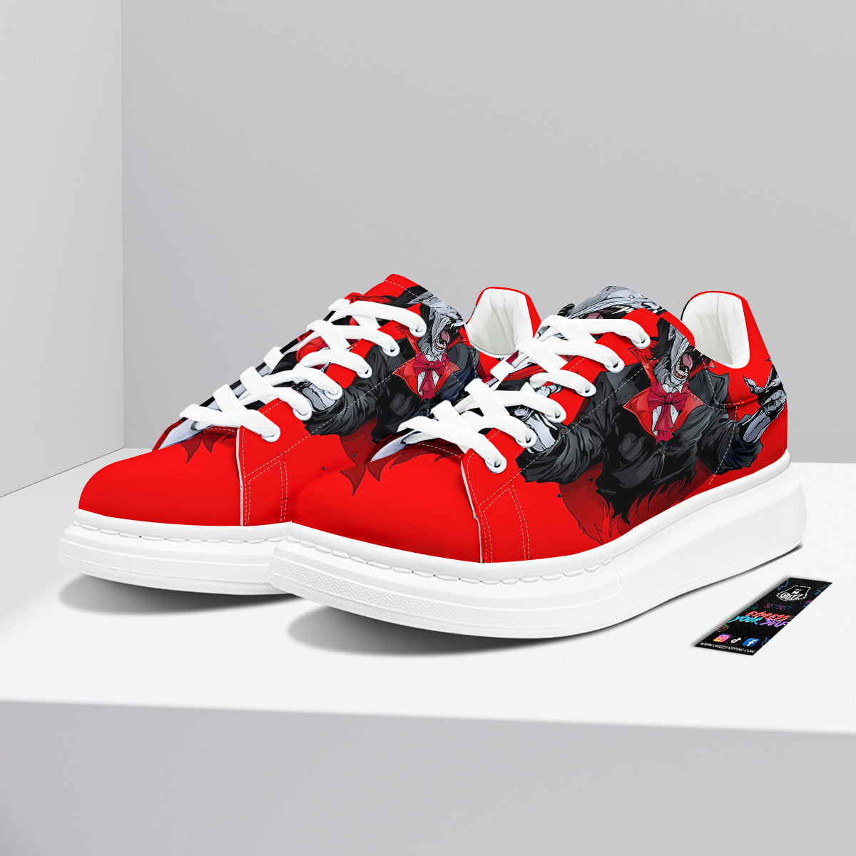 Count Dracula Print Platform Shoes-grizzshop