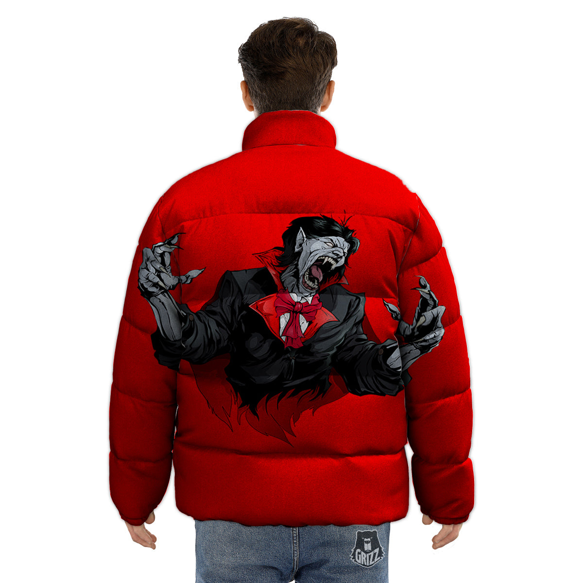 Count Dracula Print Puffer Jacket-grizzshop