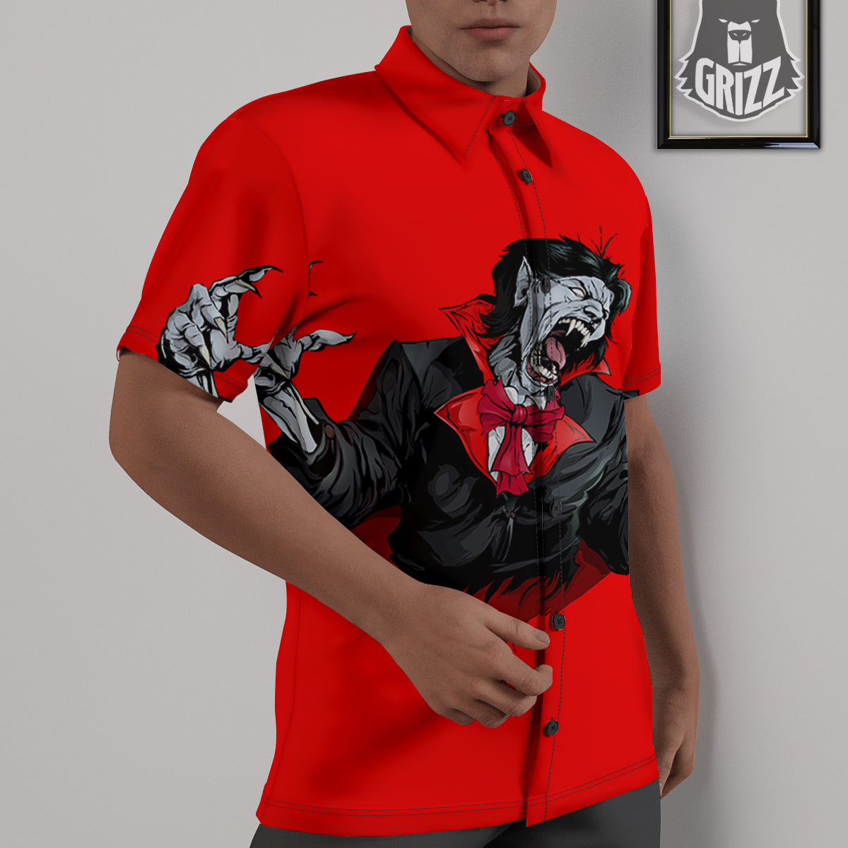 Count Dracula Print Untucked Shirts-grizzshop