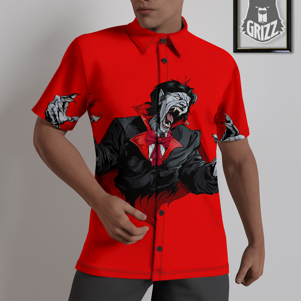 Count Dracula Print Untucked Shirts-grizzshop