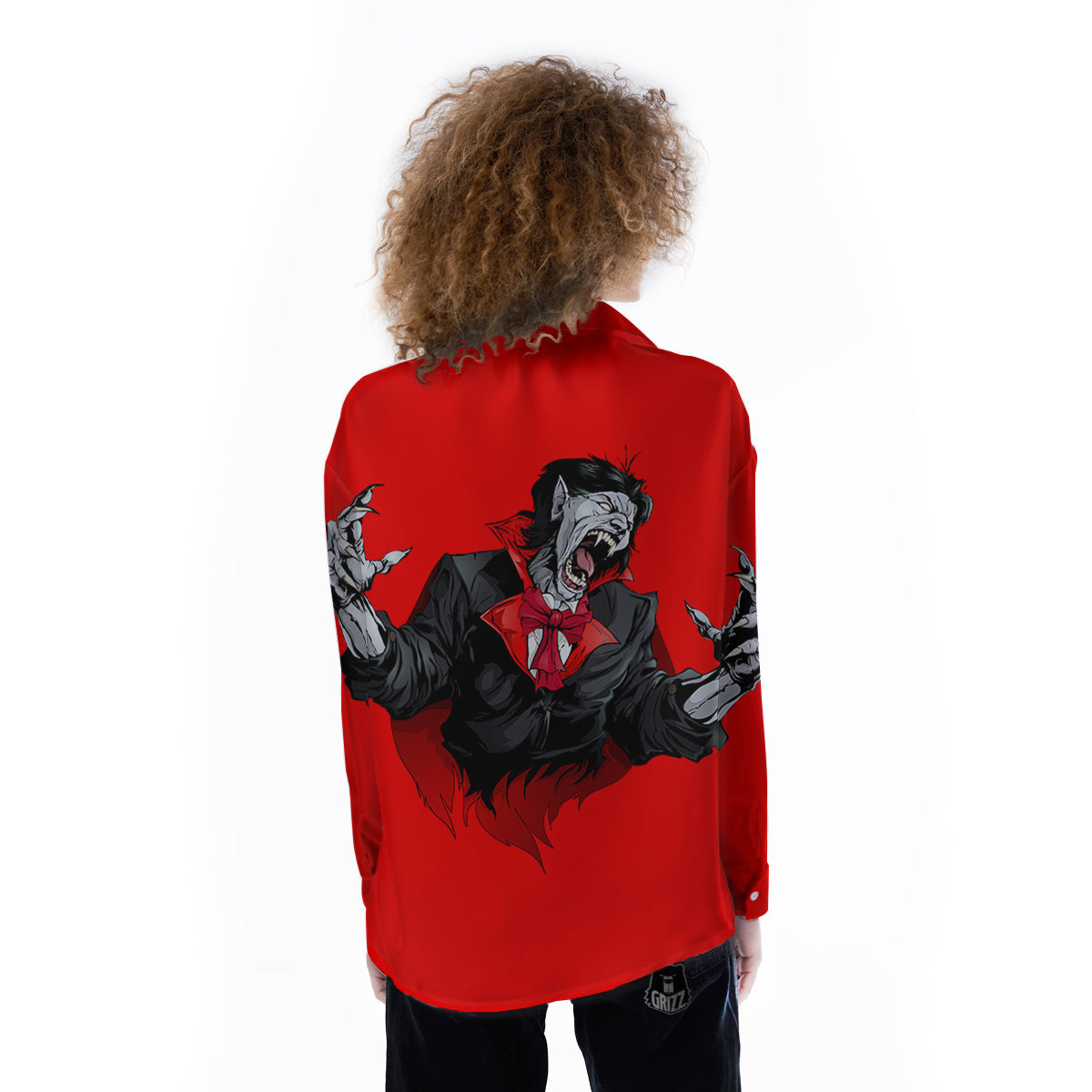Count Dracula Print Women's Long Sleeve Shirts-grizzshop