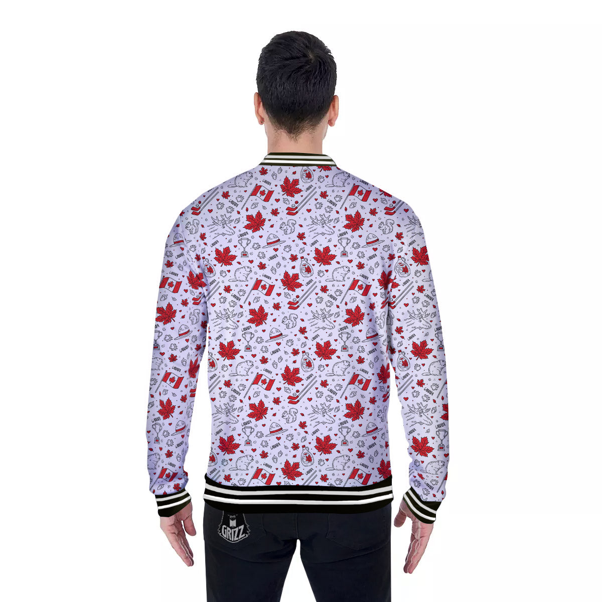 Country Canada Print Pattern Baseball Jacket-grizzshop
