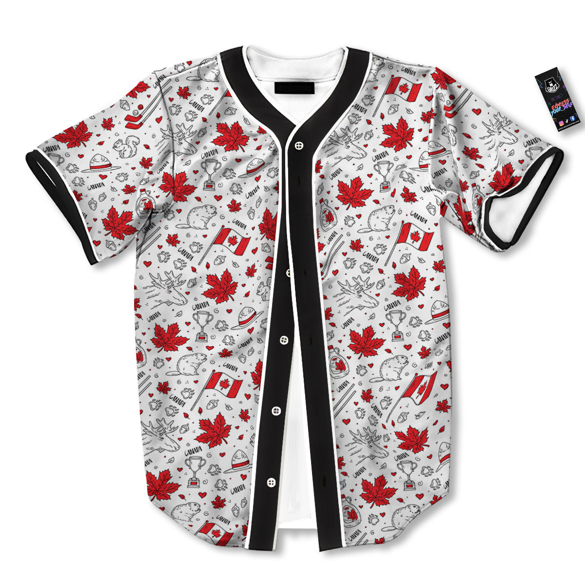 Country Canada Print Pattern Baseball Jersey-grizzshop