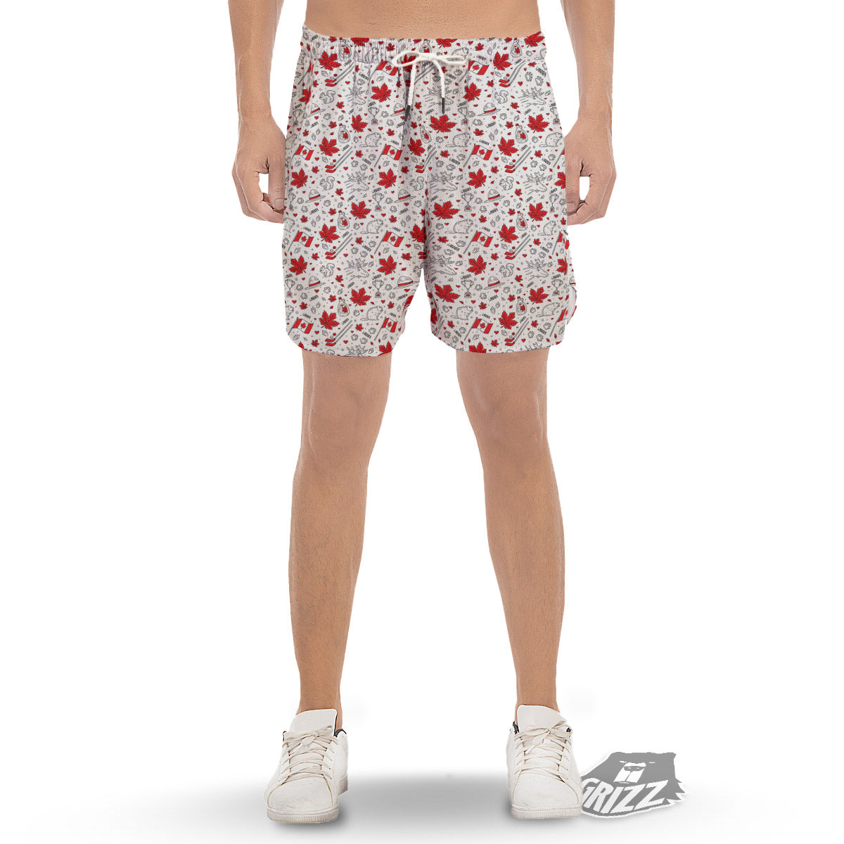 Country Canada Print Pattern Men's Gym Shorts-grizzshop