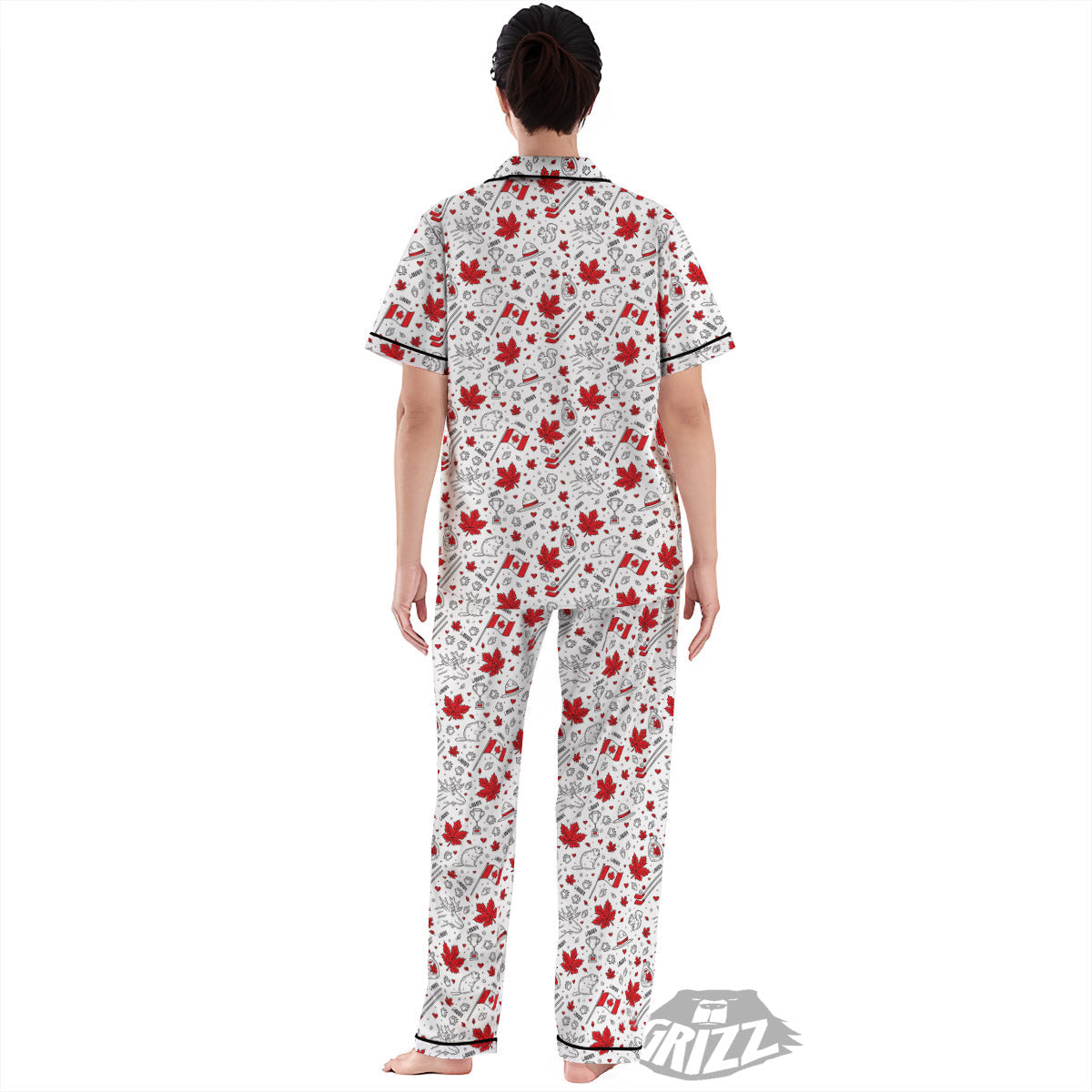 Country Canada Print Pattern Women's Pajamas Set-grizzshop