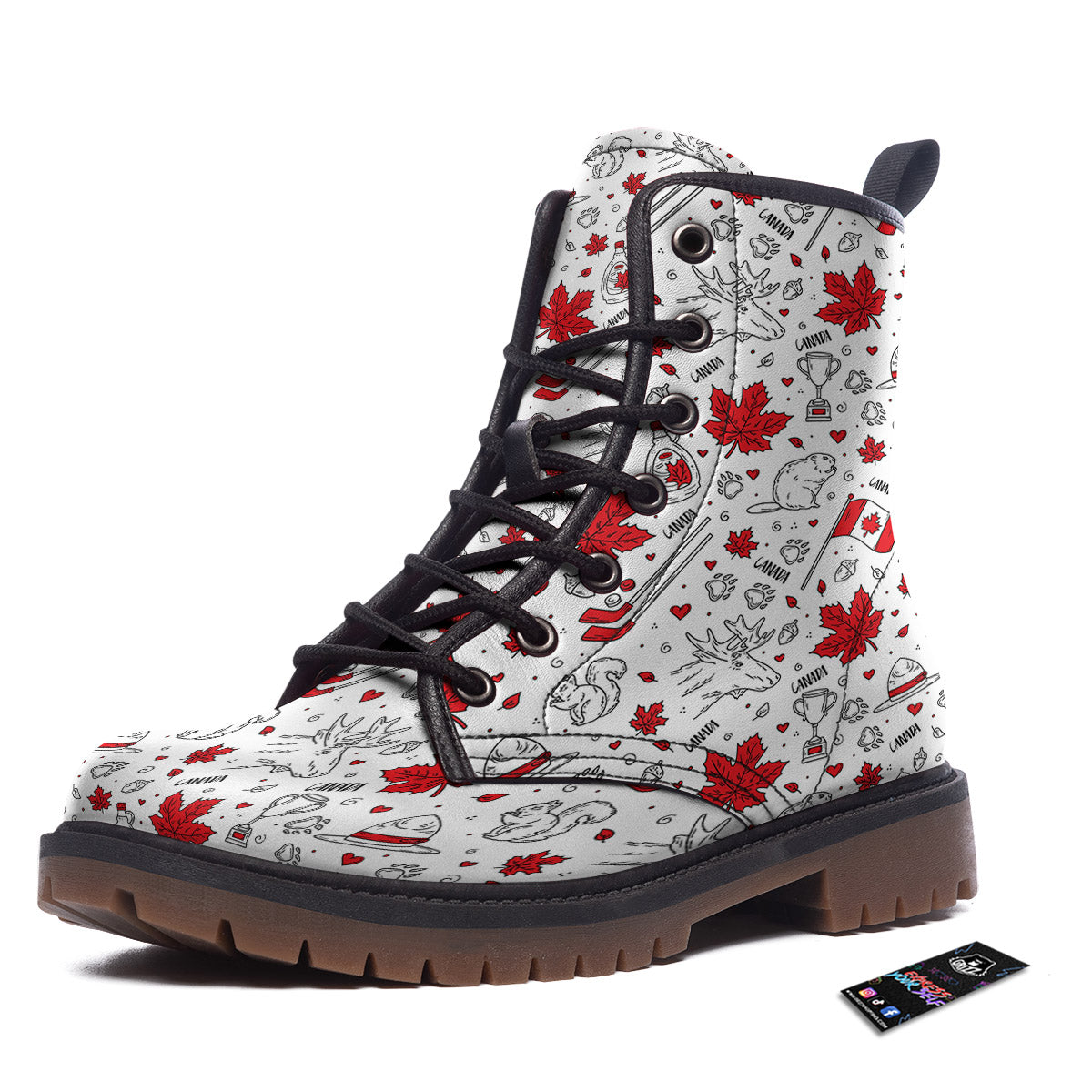 Country Canada Print Pattern Work Boots-grizzshop