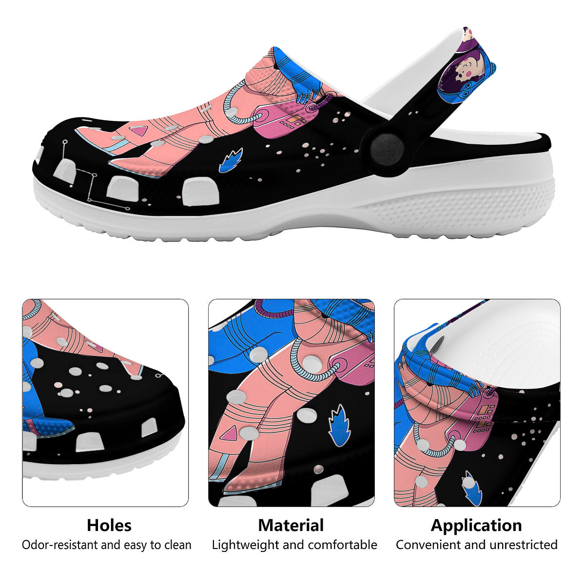 Couple Astronaut Travel In Space Print Clog-grizzshop