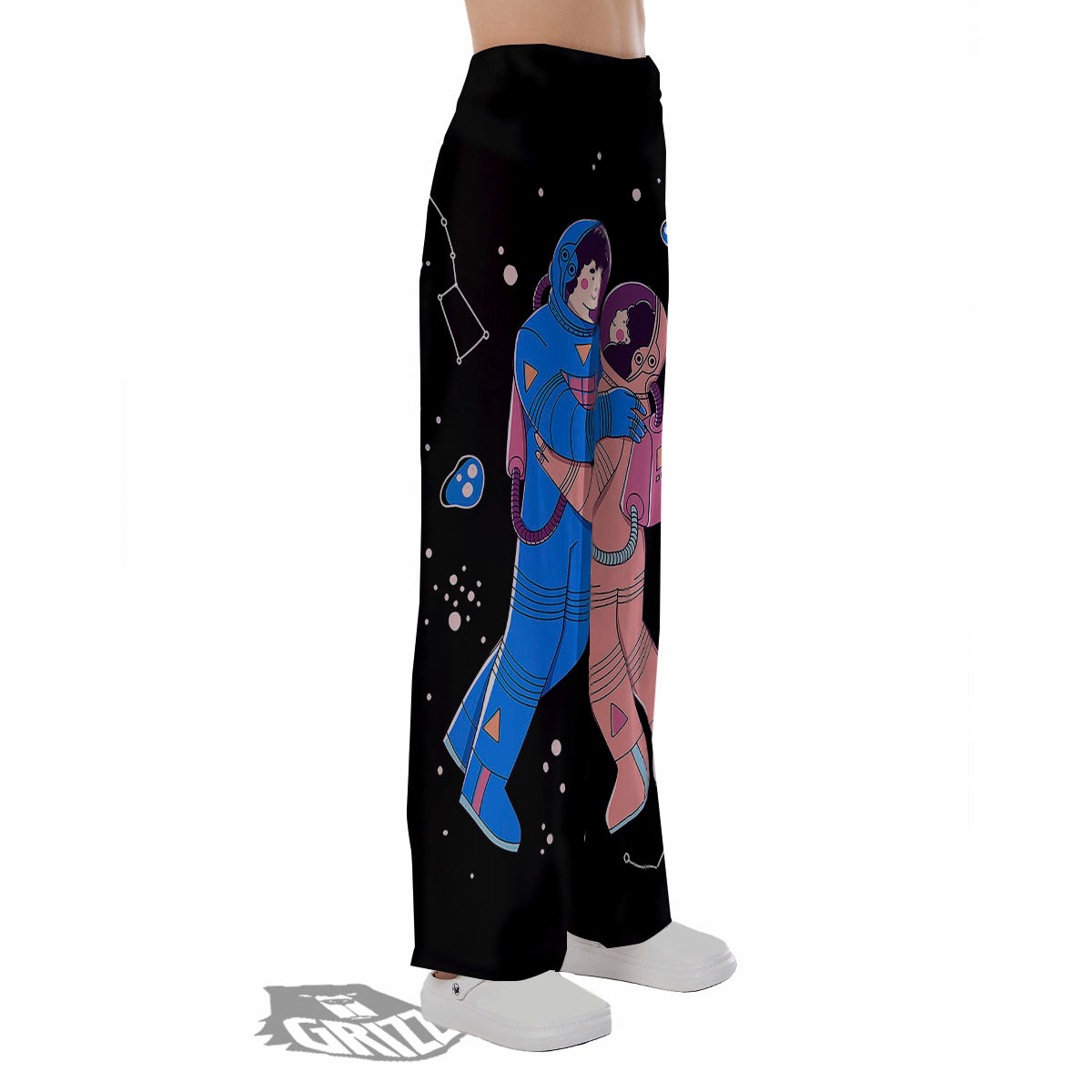 Couple Astronaut Travel In Space Print Pajama Pants-grizzshop