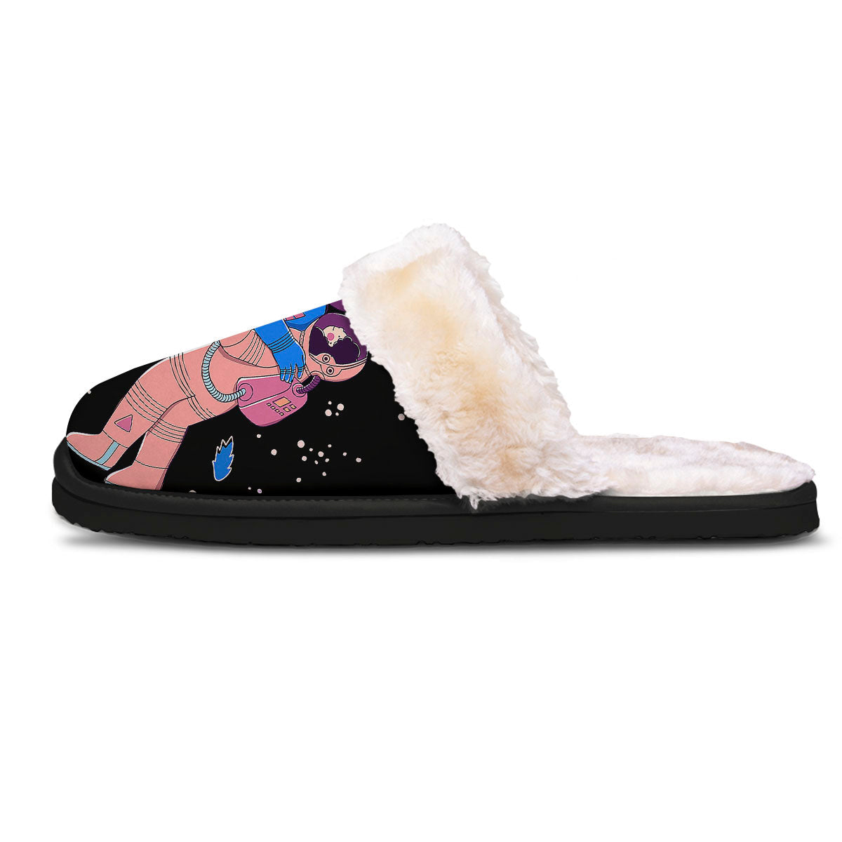Couple Astronaut Travel In Space Print Slippers-grizzshop