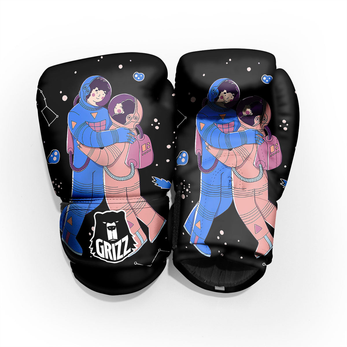 Couple Astronaut Travel In Space Print Pro Boxing Glove