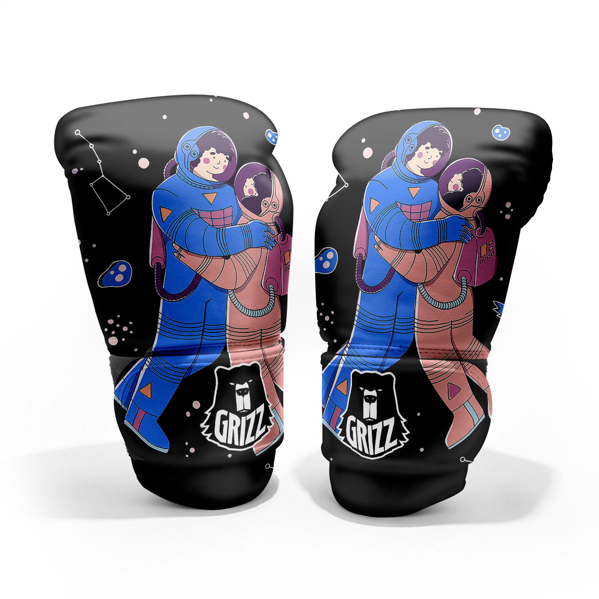 Couple Astronaut Travel In Space Print Pro Boxing Glove