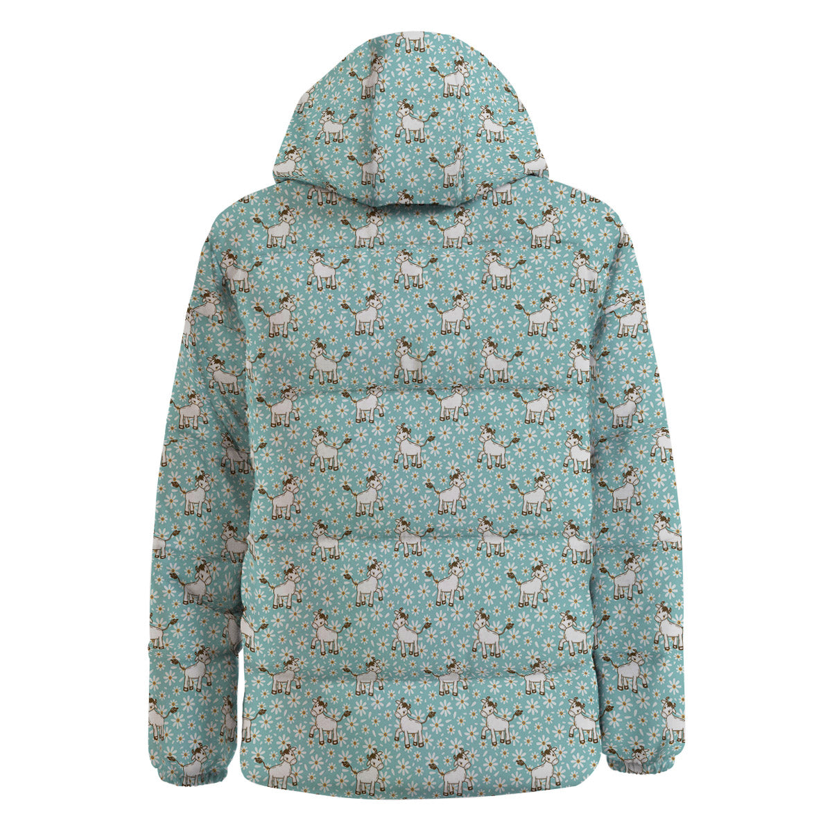 Cow And Cartoon Daisy Print Pattern Down Jacket-grizzshop
