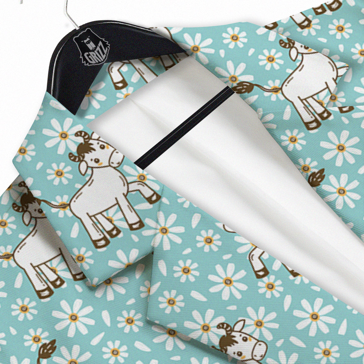 Cow And Cartoon Daisy Print Pattern Men's Sport Coat-grizzshop