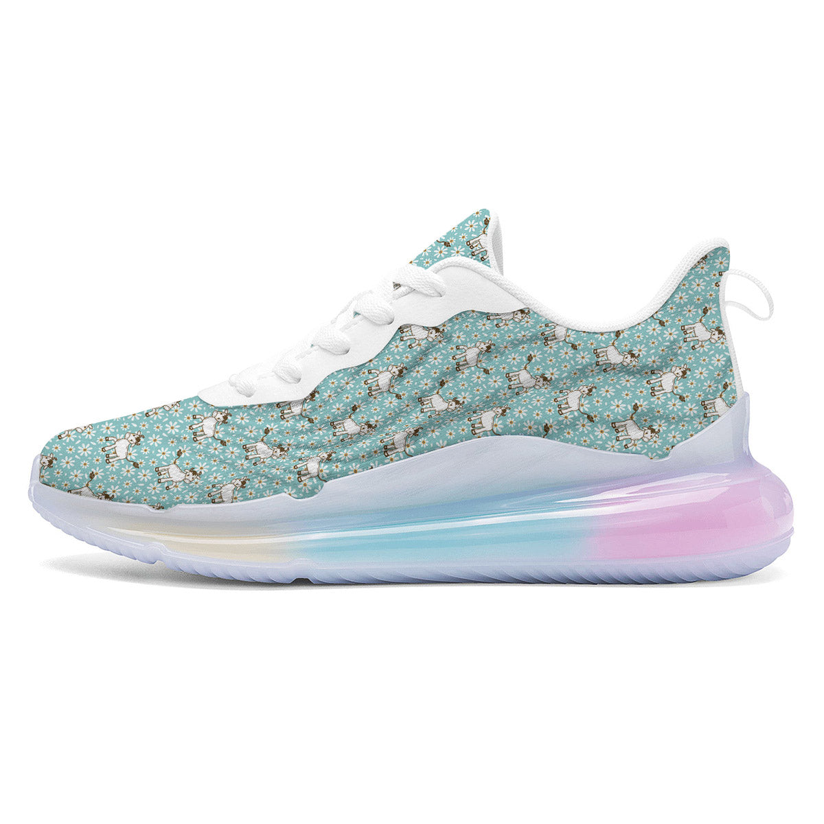 Cow And Cartoon Daisy Print Pattern Running Sneakers-grizzshop