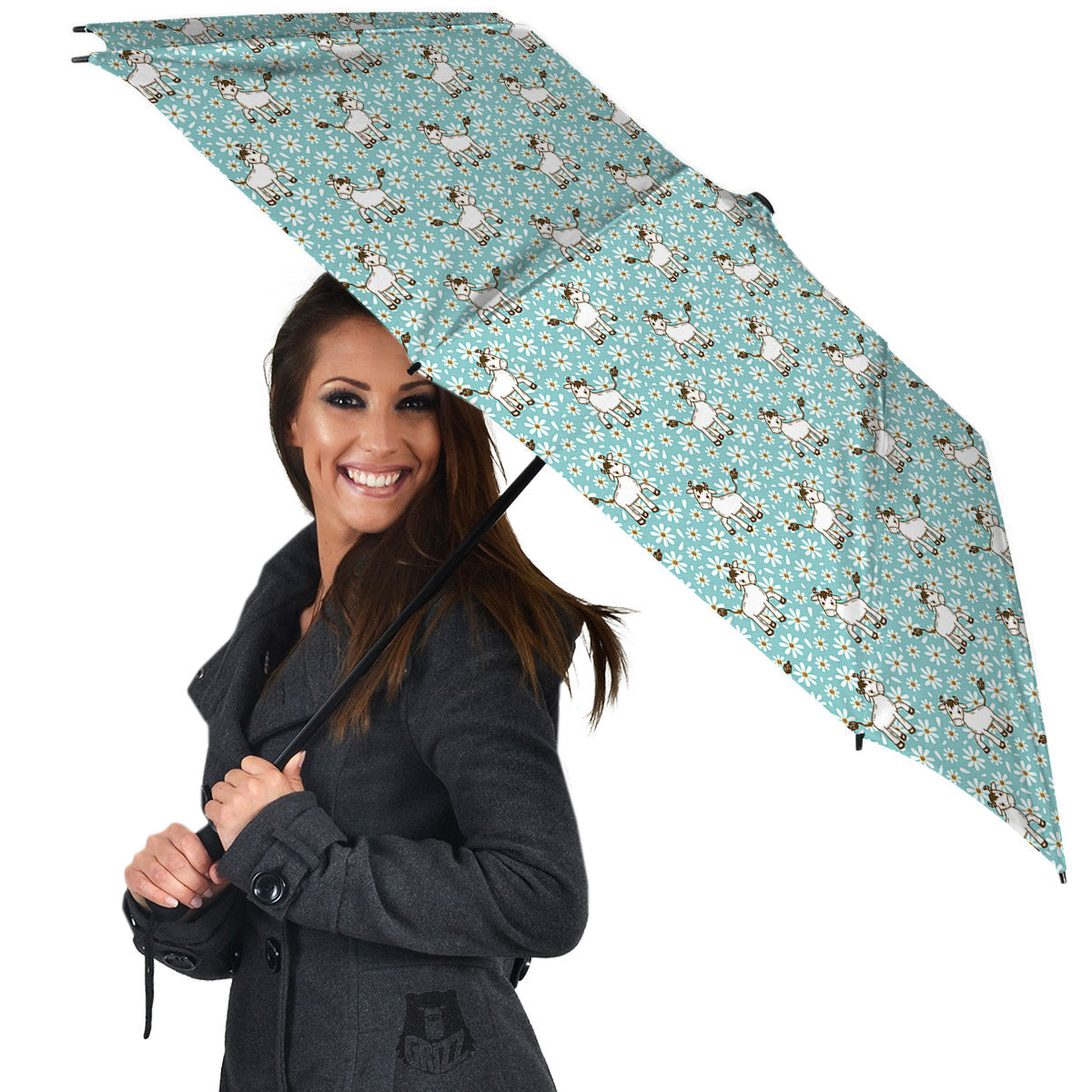 Cow And Cartoon Daisy Print Pattern Umbrella-grizzshop